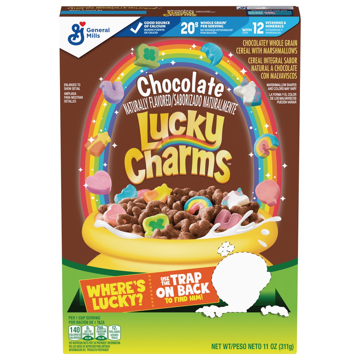 slide 1 of 9, Lucky Charms Chocolate Lucky Charms Cereal with Marshmallows, 11 OZ, 11 oz