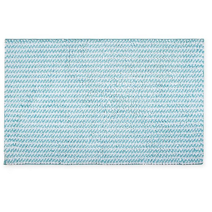 slide 1 of 1, Home Dynamix Oversized 27 x 45'' Striped Bath Mat - Blue'', 1 ct