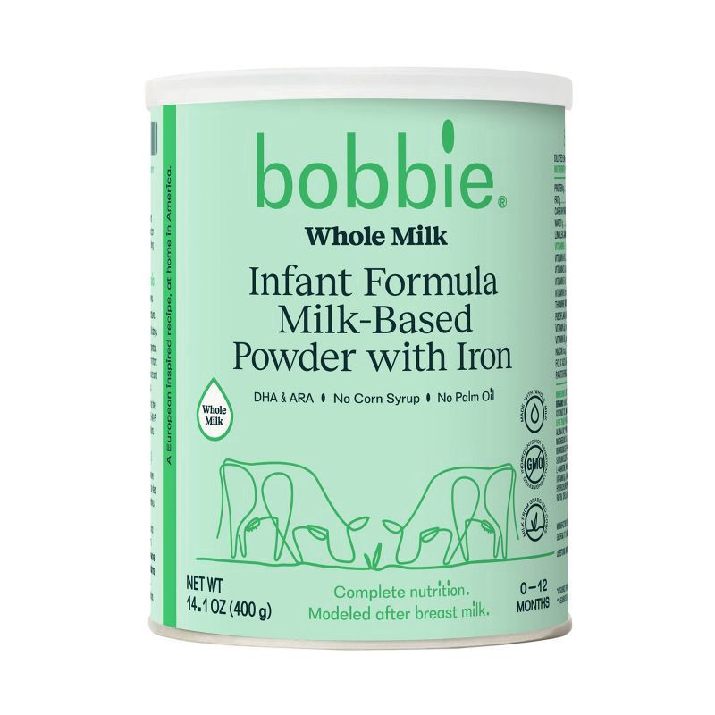 slide 1 of 6, Bobbie Grass Fed Whole Milk Infant Powdered Formula - 14 oz, 14 oz