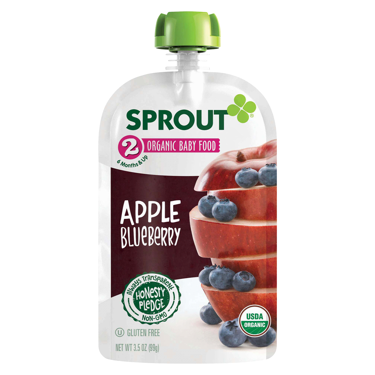 slide 1 of 1, Sprout Organic Apple Blueberry Baby Food, 3.5 oz