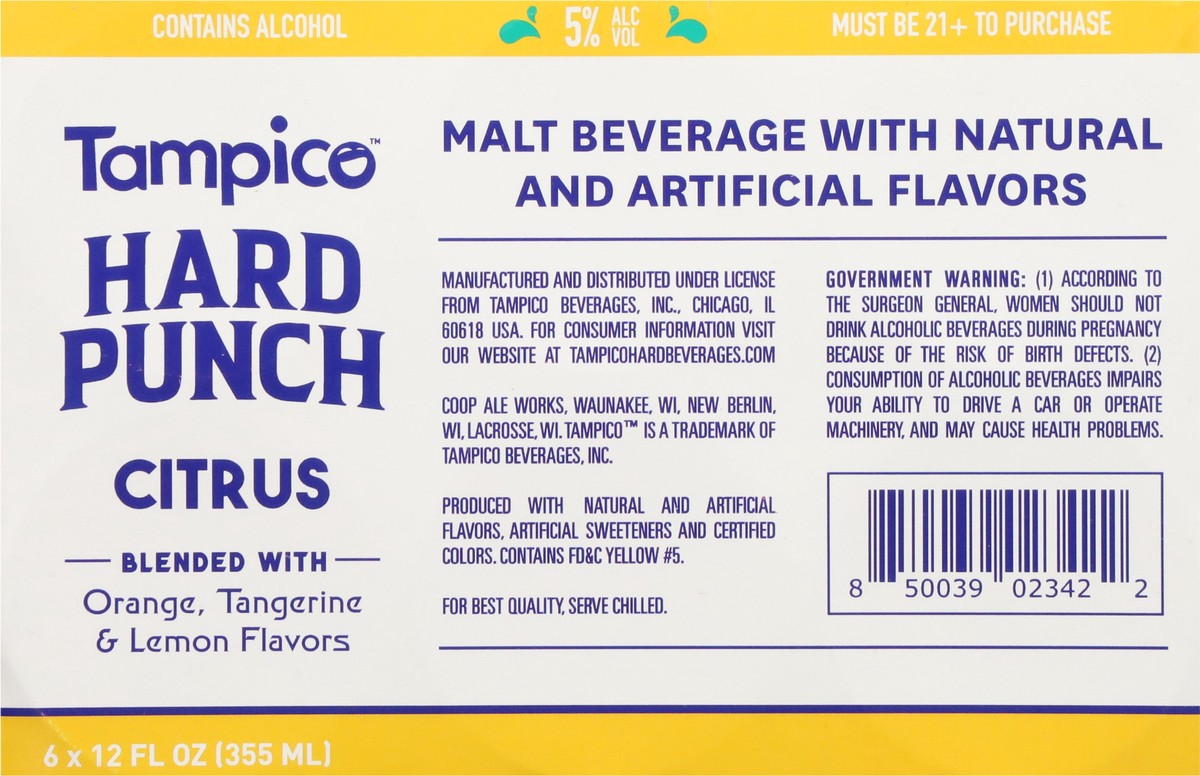 slide 8 of 10, Coop Tampico Hard Citrus Punch 6Pk 12Oz Cans, 6 ct; 12 oz