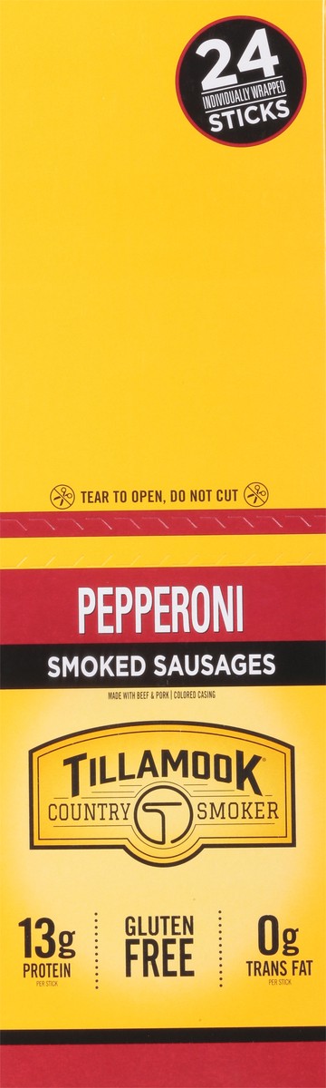 slide 8 of 14, Tillamook Country Smoker Pepperoni Smoked Sausages 24 - 1.44 oz Sticks, 24 ct