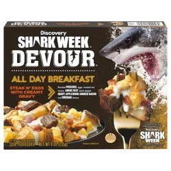 DEVOUR All Day Breakfast Steak N' Eggs with Smoked Bacon, Potatoes, Cheddar Cheese & Creamy Gravy Frozen Meal, 9 oz Box