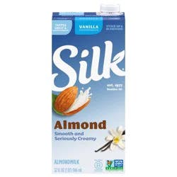 Silk Almond Milk, Vanilla, Shelf Stable, Dairy Free, Lactose Free, Gluten Free Vegan Milk with 0g Saturated Fat and No Cholesterol per Serving, 32 FL OZ Quart