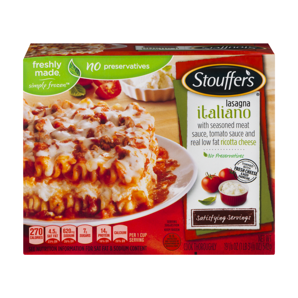 slide 1 of 4, Stouffer's Satisfying Servings Lasagna Italiano, 19.125 oz