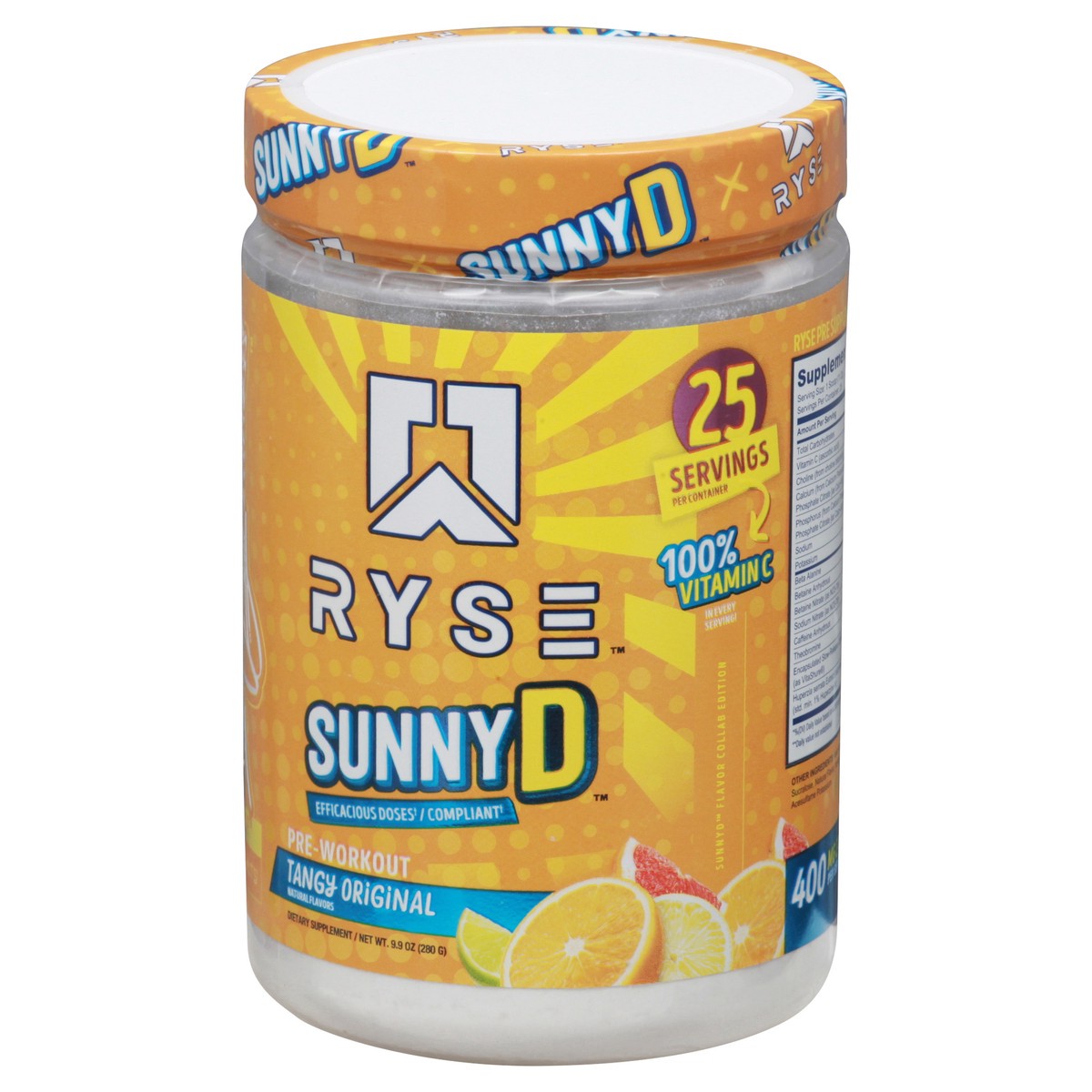 slide 9 of 9, Ryse Sunny D Tangy Original Pre-Workout 9.9 oz, 9.9 oz