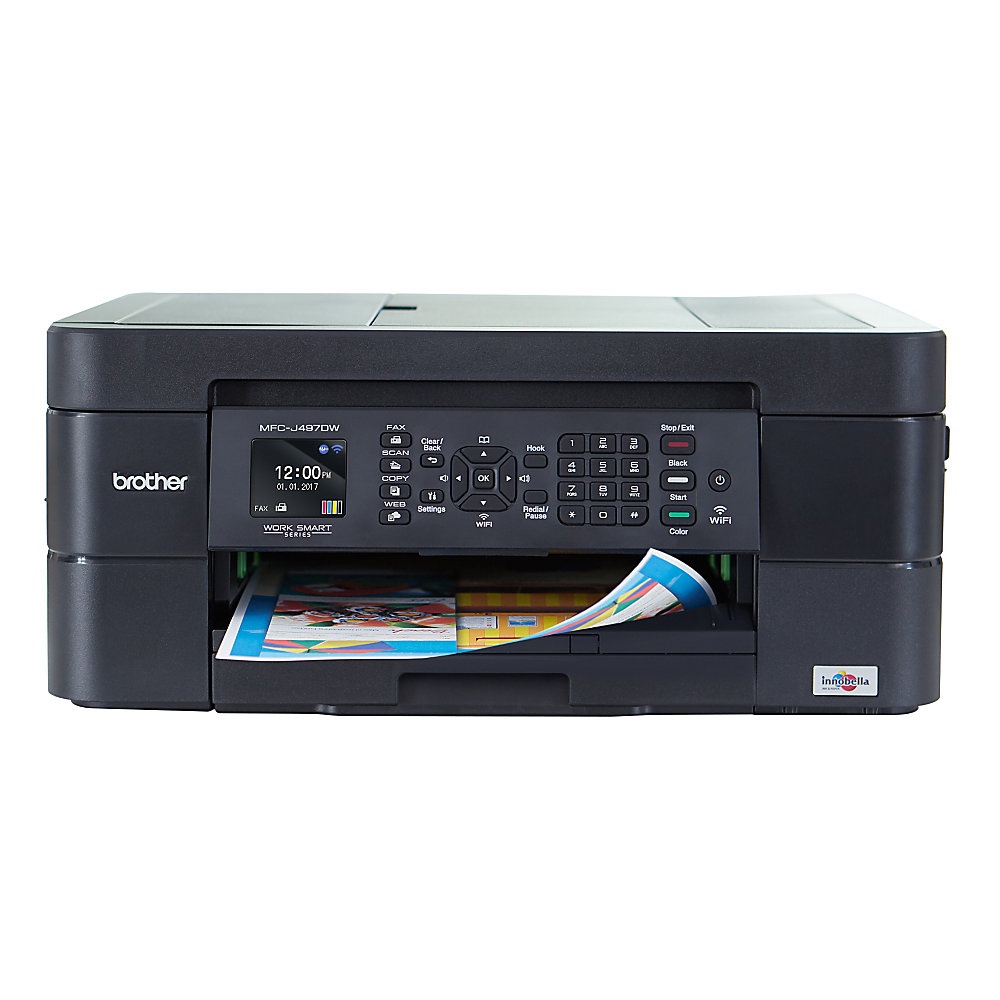 slide 1 of 7, Brother International Compact Wireless Color Inkjet All-In-One Printer, Copier, Scanner, Fax, Mfc-J497Dw, 1 ct