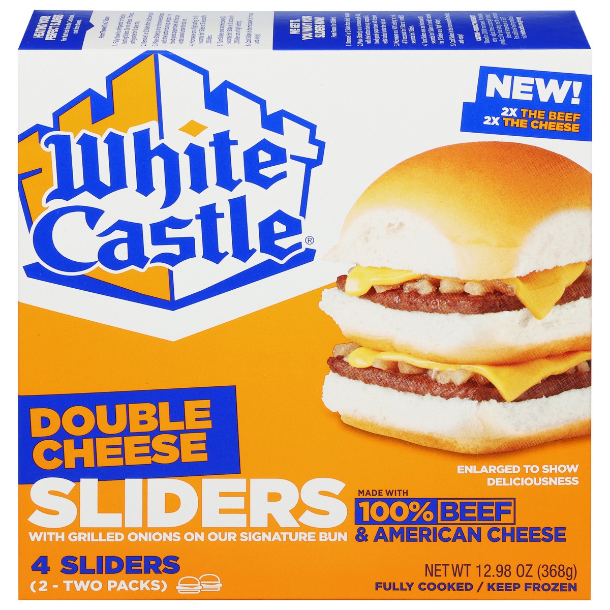 slide 1 of 12, White Castle Double Cheese Sliders, 4Ct (2-2Pks), 2 ct