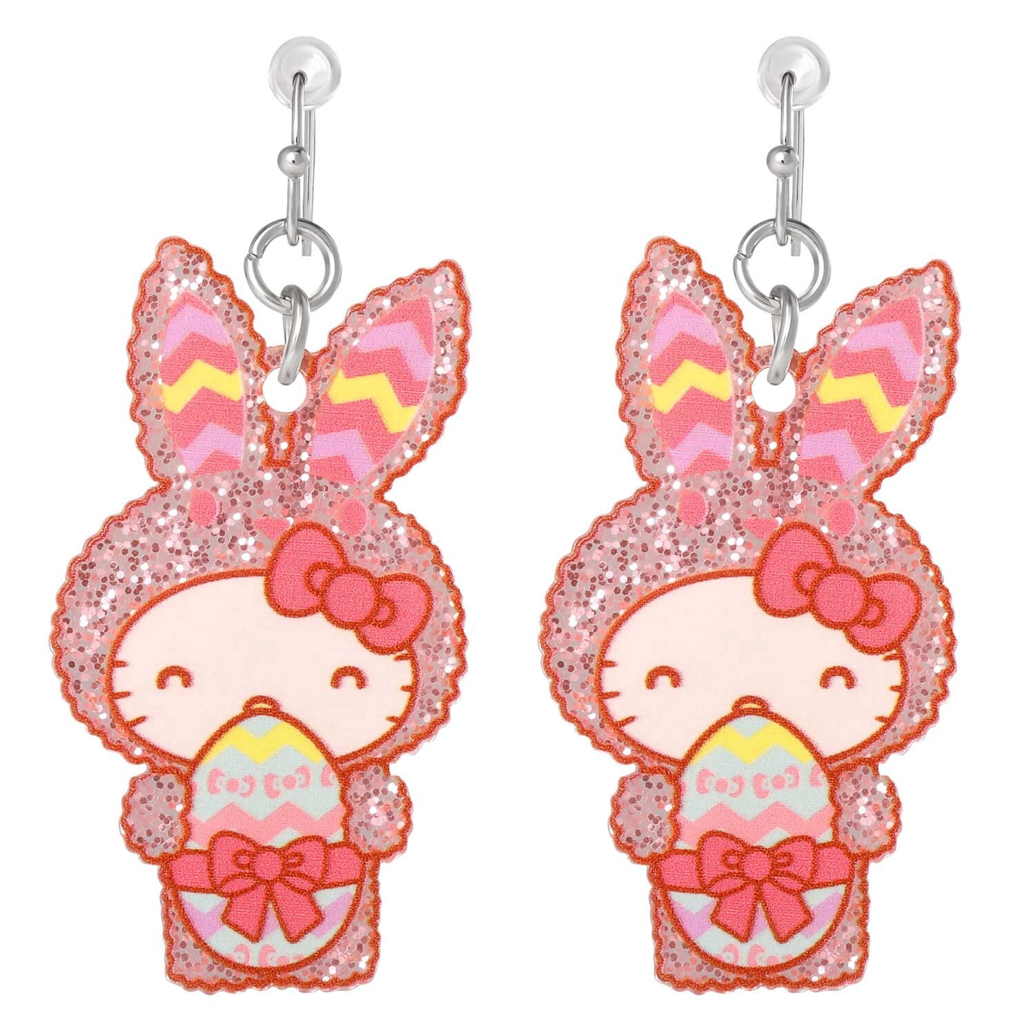 slide 2 of 3, Hello Kitty & Friends Easter Bunny Glitter Dangle Earrings, 1 ct