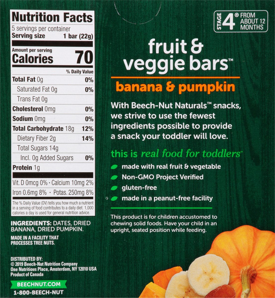 slide 10 of 14, Beech-Nut Naturals Banana & Pumpkin Fruit & Veggie Bars, 5 ct