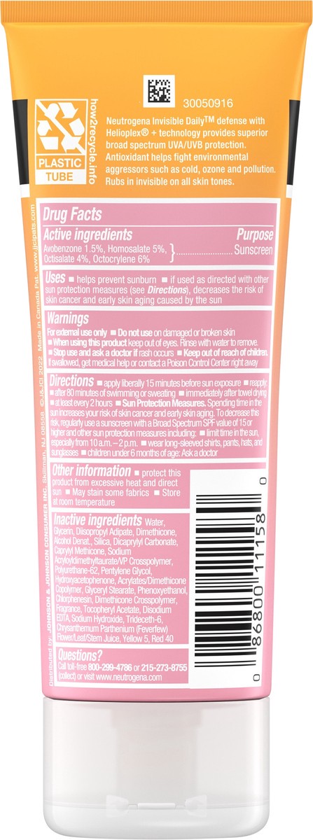 slide 2 of 3, Neutrogena 00086800111580 Neutrogena Invisible Daily Defense Sunscreen Lotion, Broad Spectrum SPF 30, 3 Fl. Oz, 3 fl oz