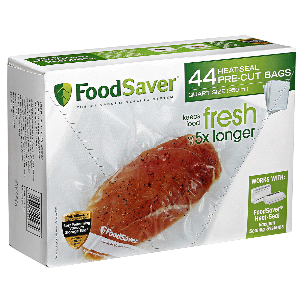 slide 3 of 8, FoodSaver Quart Heat Seal Bags, FSFSBF0226-P00, 44 ct