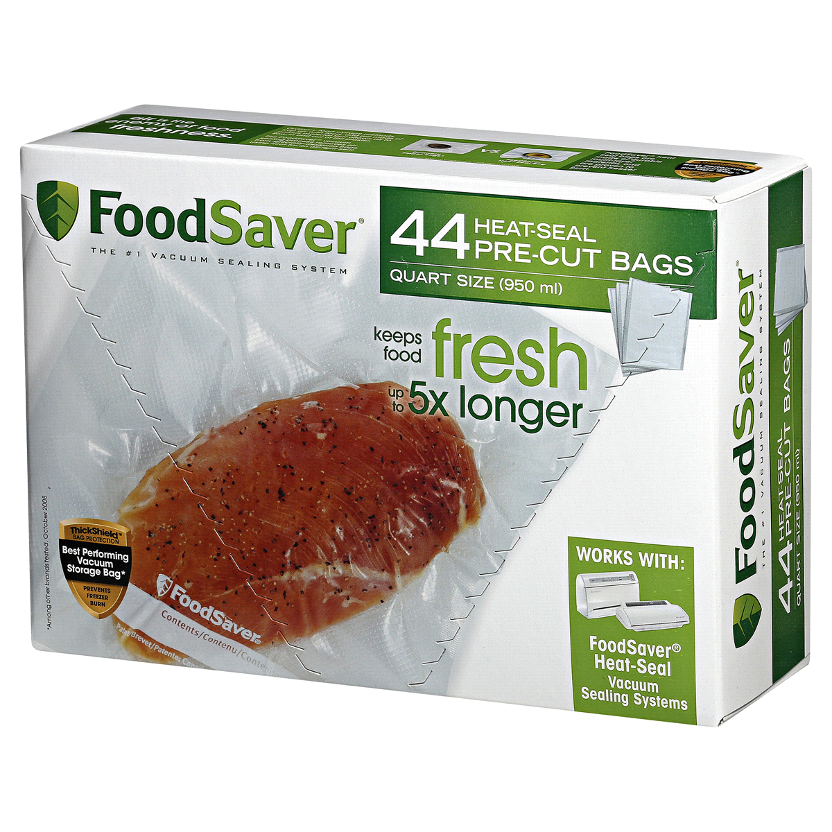slide 7 of 8, FoodSaver Quart Heat Seal Bags, FSFSBF0226-P00, 44 ct