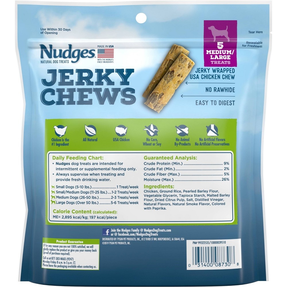 Nudges Jerky Chews Dog Treats for Medium/Large Dogs 5 ct, 12 oz Shipt