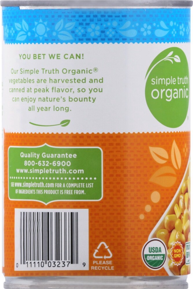 slide 3 of 5, Simple Truth Organic No Salt Added Super Sweet Whole Kernel Corn, 15.25 oz