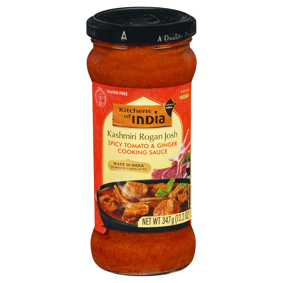 slide 1 of 1, Kitchens of India Cooking Sauce, Spicy Tomato & Ginger, Kashmiri Rogan Josh, 347 gram