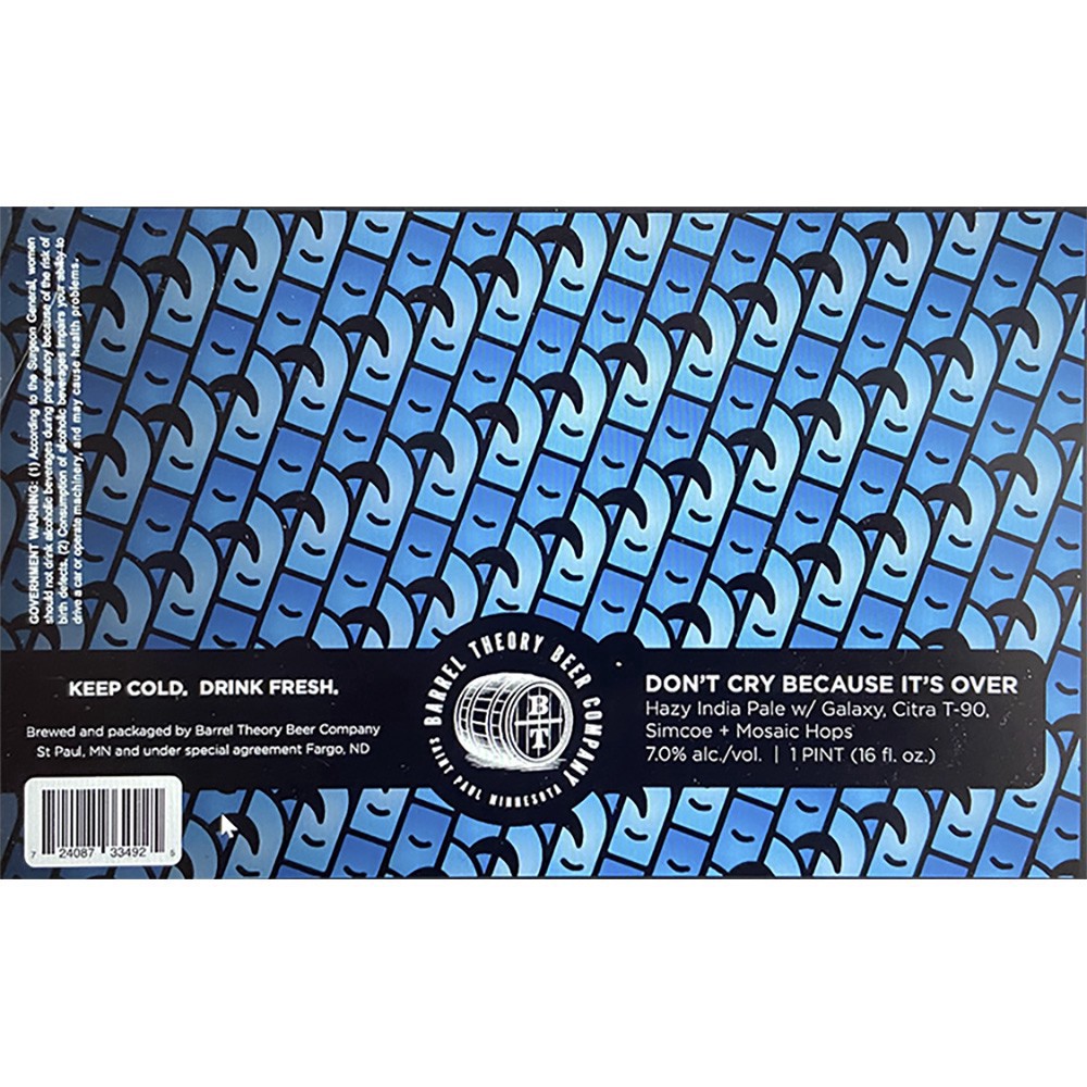 slide 1 of 1, Barrel Theory Don�t Cry Because It Is Over�4pk 16oz Can, 4 ct 16 oz can