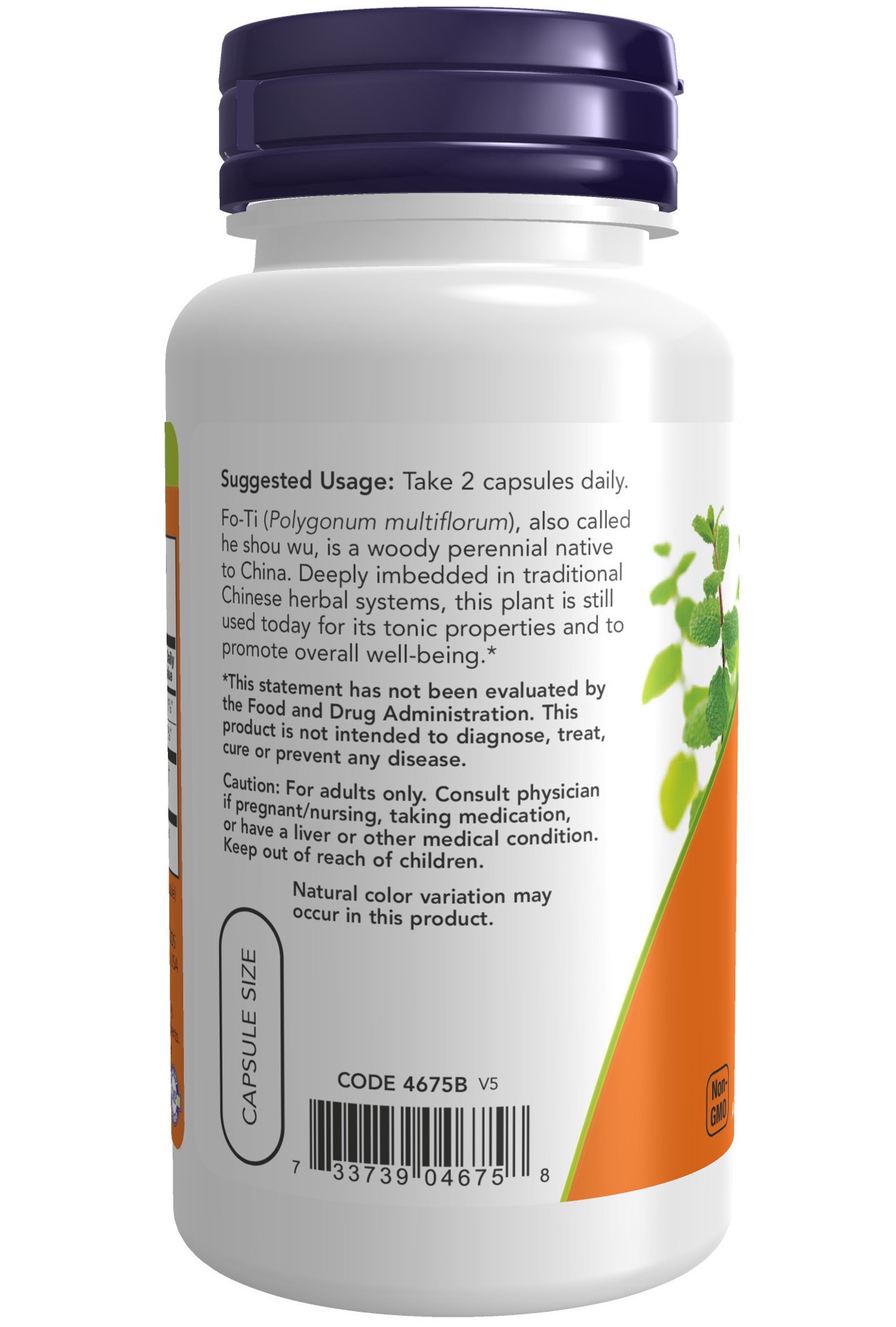 slide 2 of 4, NOW Fo-Ti 560 mg - 100 Veg Capsules, 100 ct