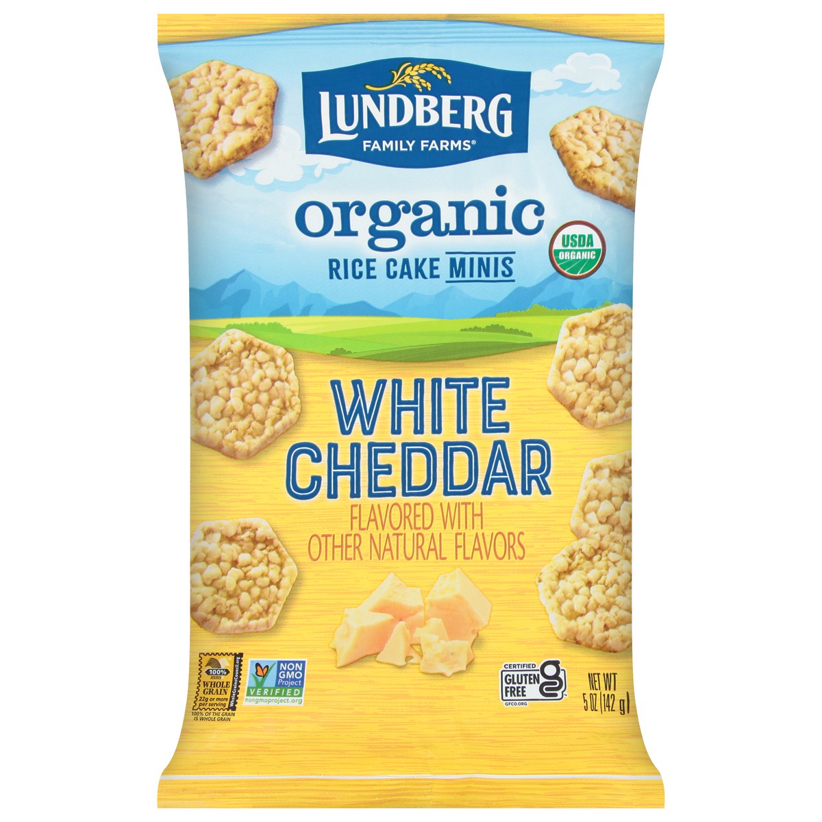 slide 1 of 1, Lundberg Organic White Cheddar Mini Rice Cakes, 5 oz