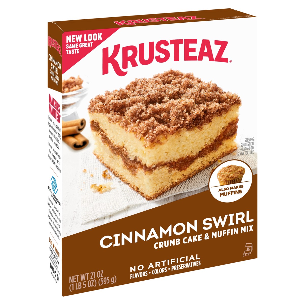 slide 6 of 9, Krusteaz Cinnamon Swirl Crumb Cake & Muffin Mix, 21 oz