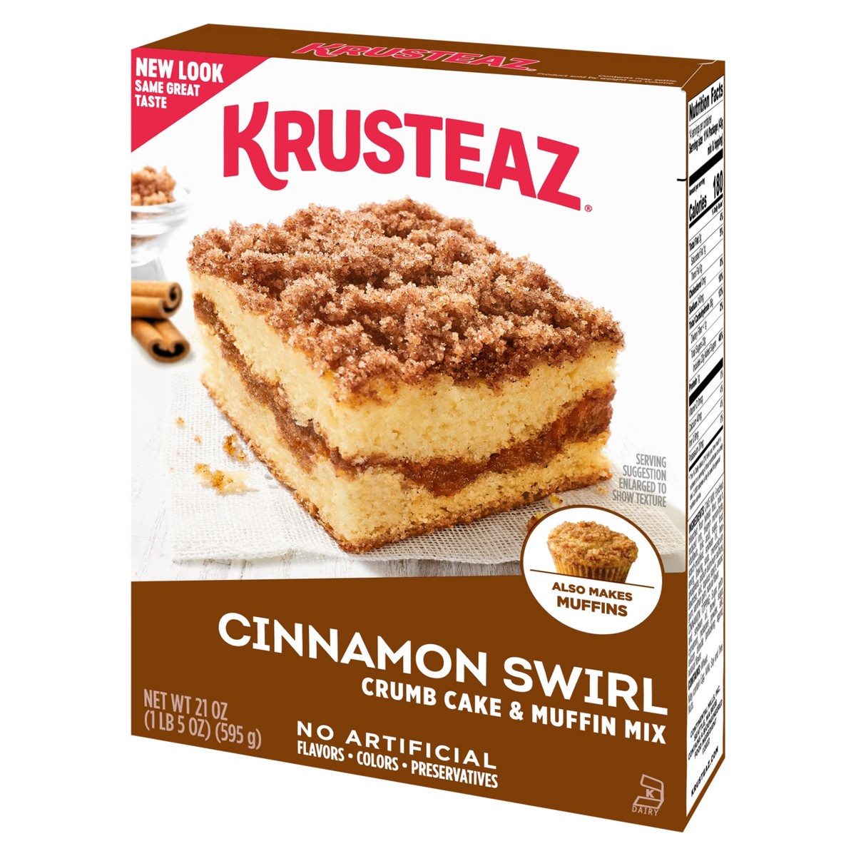 slide 7 of 9, Krusteaz Cinnamon Swirl Crumb Cake & Muffin Mix, 21 oz