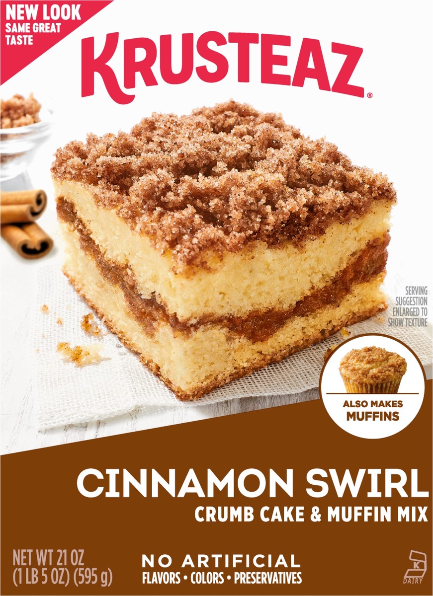 slide 3 of 9, Krusteaz Cinnamon Swirl Crumb Cake & Muffin Mix, 21 oz