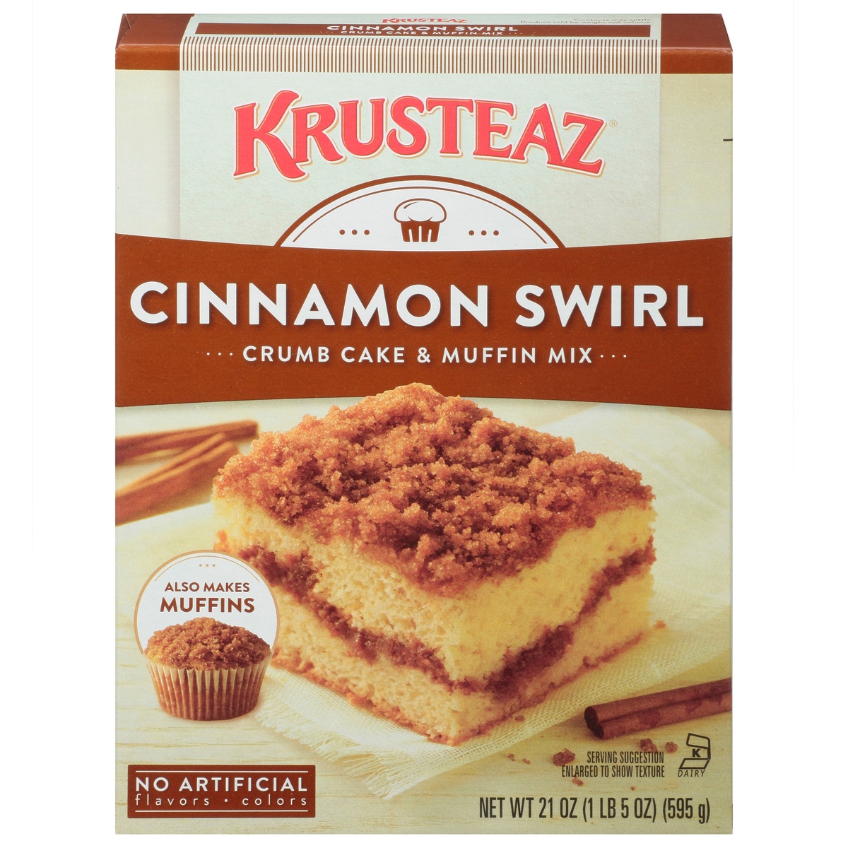 slide 1 of 8, Krusteaz Cinnamon Swirl Crumb Cake Mix, 21 oz