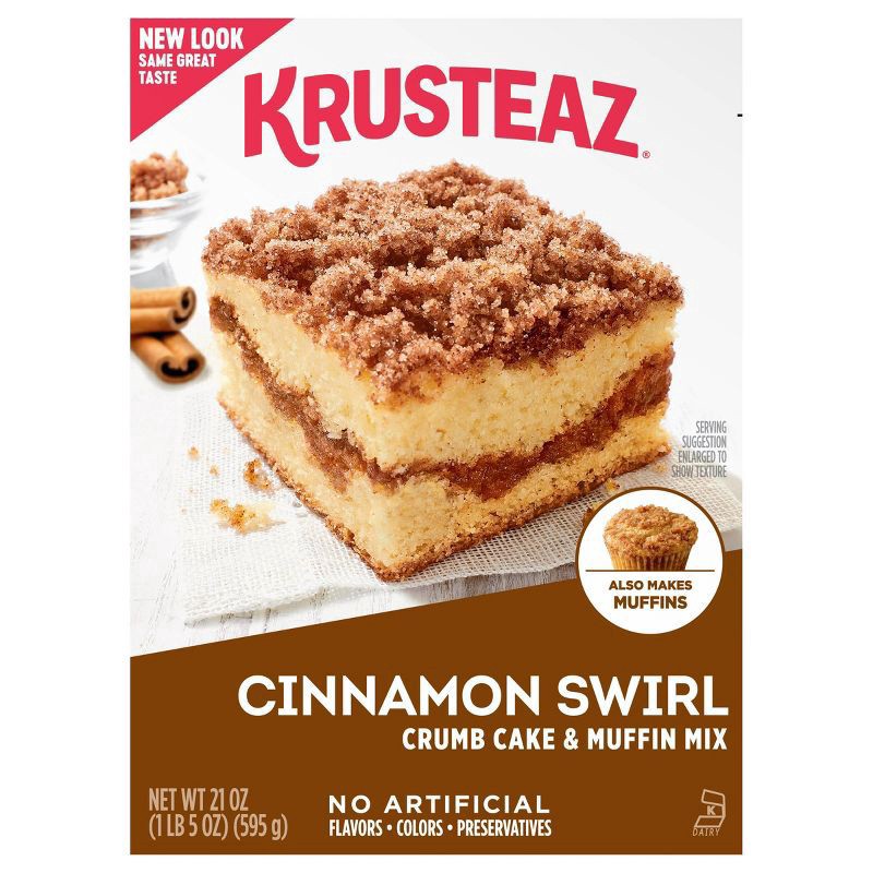 slide 1 of 9, Krusteaz Cinnamon Swirl Crumb Cake & Muffin Mix, 21 oz