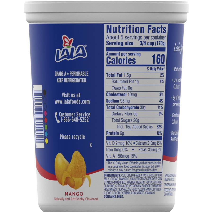 slide 4 of 5, LALA Mango Low-Fat Yogurt, 32 oz