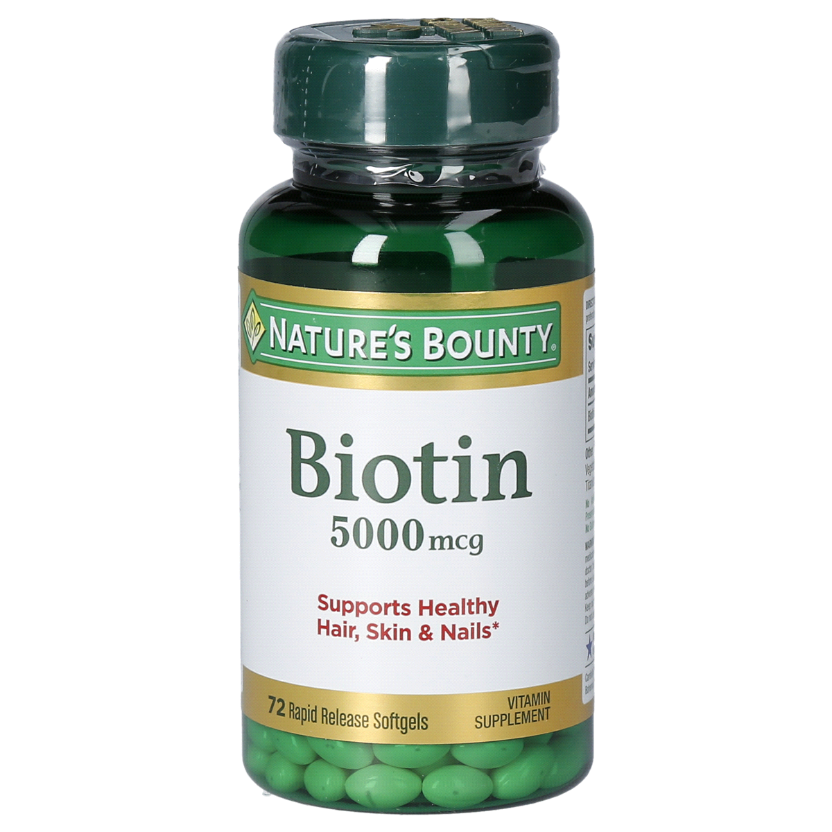 slide 1 of 1, Nature's Bounty Biotin 5000 MCG Softgels, 72 ct