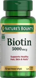 Nature's Bounty Biotin Hair, Skin & Nails Support Softgels, 5000 mcg