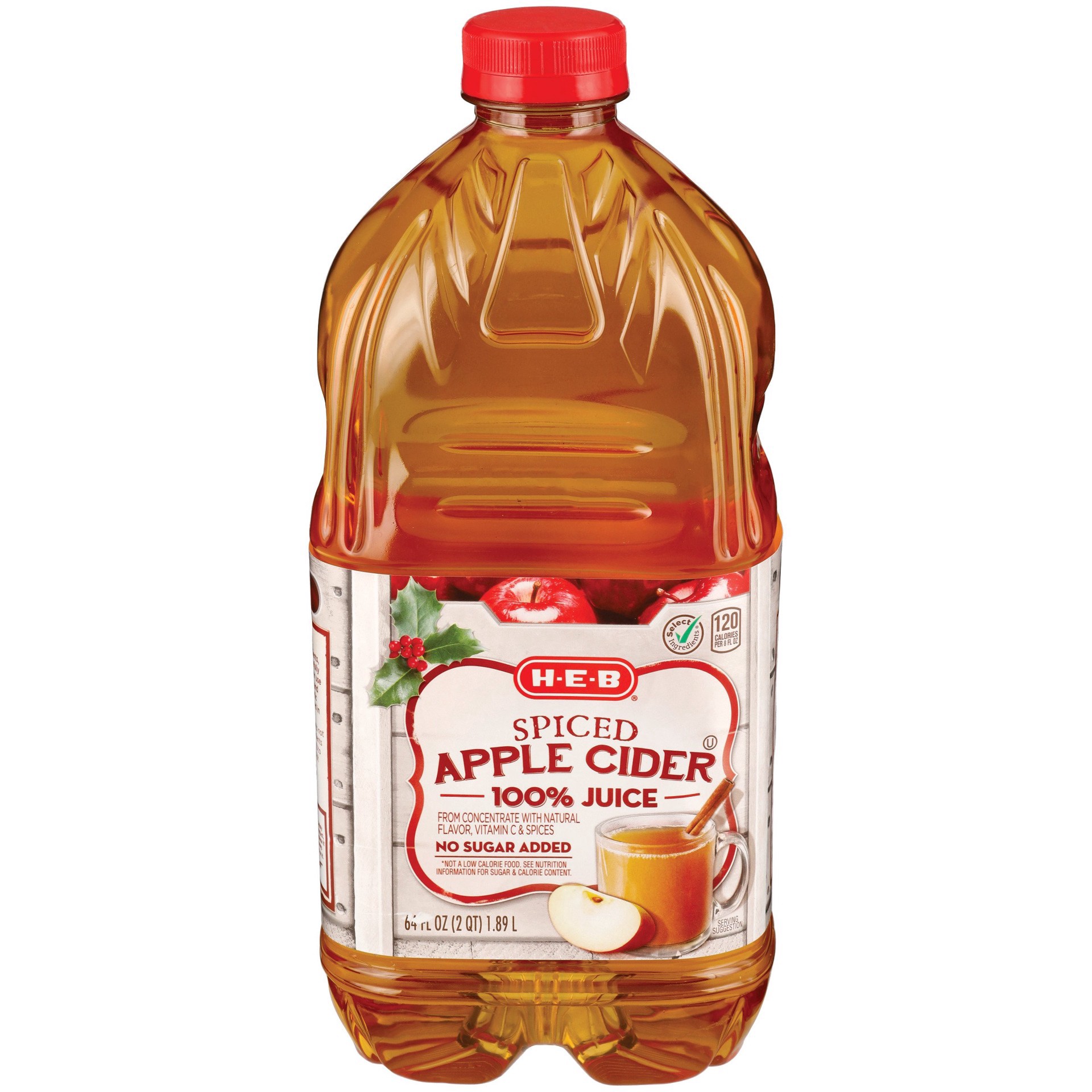 slide 1 of 1, H-E-B 100% Juice Spiced Apple Cider, 64 oz