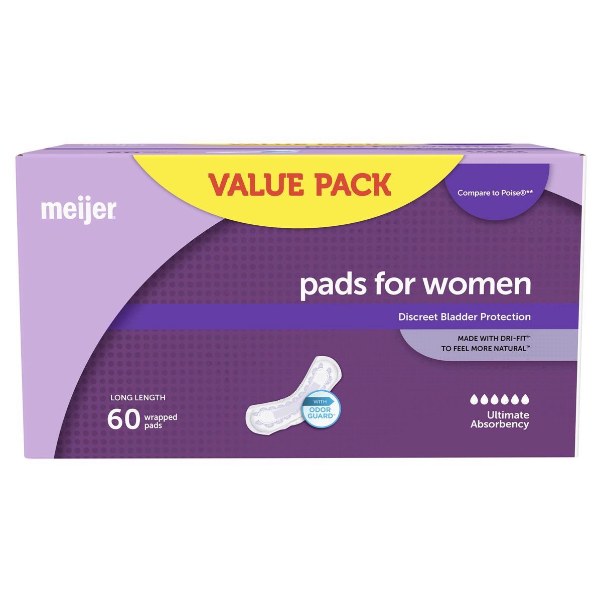 slide 13 of 21, Meijer Bladder Control Pads Ultimate Long Value Pack, 60 ct