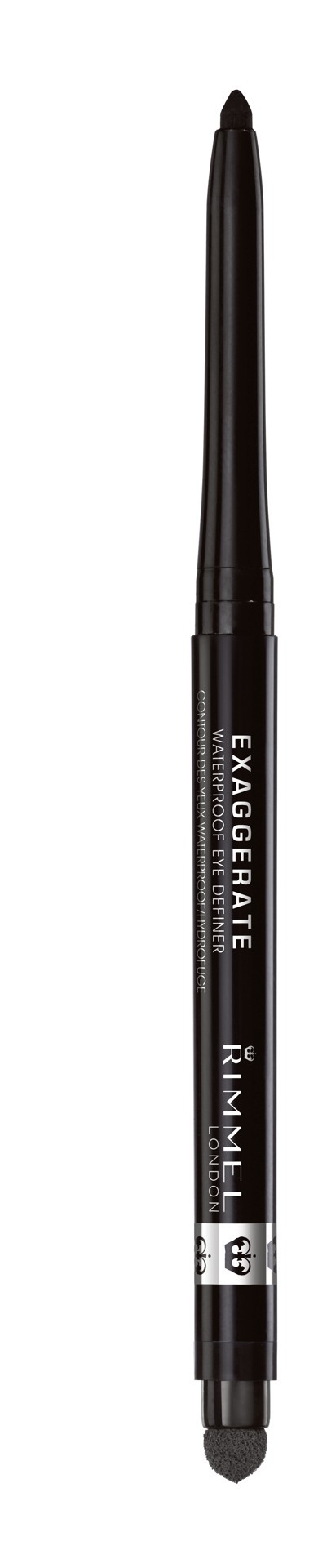 slide 1 of 3, COTY RIMMEL LONDON Rimmel London Exaggerate Waterproof Eye Definer Eyeliner, Highly Pigmented, Long-Wearing, Built-In Smudger, 262, Blackest Black, 0.01oz, 1 ct