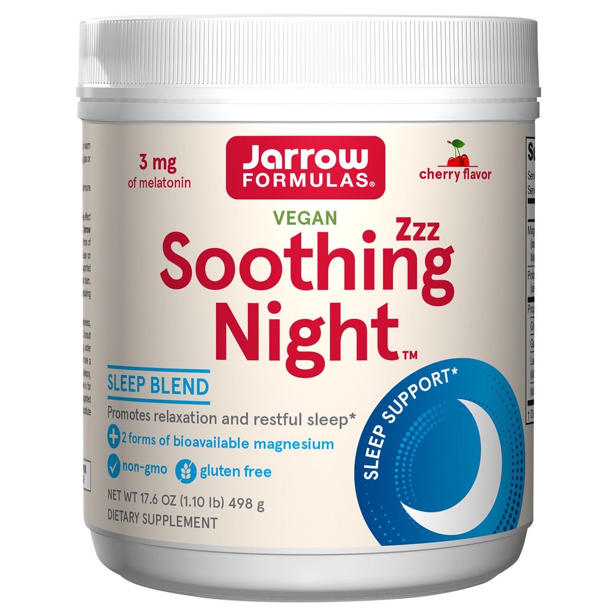 slide 8 of 10, Jarrow Formulas Soothing Night, Cherry Flavor - 1.1 lb - Promotes Nighttime Relaxation & Rest - Includes Magnesium, Melatonin, GABA & Lemon Balm - 60 Servings (PACKAGING MAY VARY), 17.6 oz