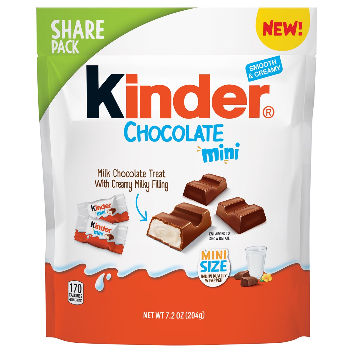 slide 10 of 11, Kinder Chocolate Mini Milk Chocolate Bars Individually Wrapped Candy Share Pack, 7.4 oz