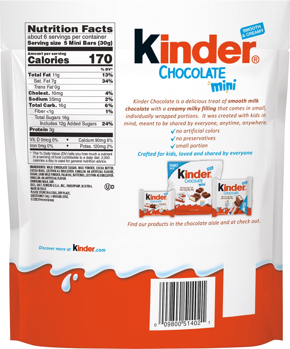 slide 5 of 11, Kinder Chocolate Mini Milk Chocolate Bars Individually Wrapped Candy Share Pack, 7.4 oz