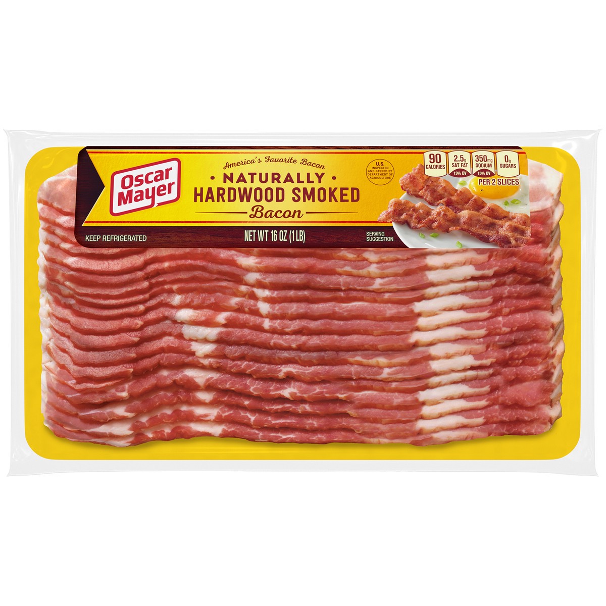 slide 1 of 5, Oscar Mayer Naturally Hardwood Smoked Bacon, 16 oz Pack, 17-19 slices, 16 oz