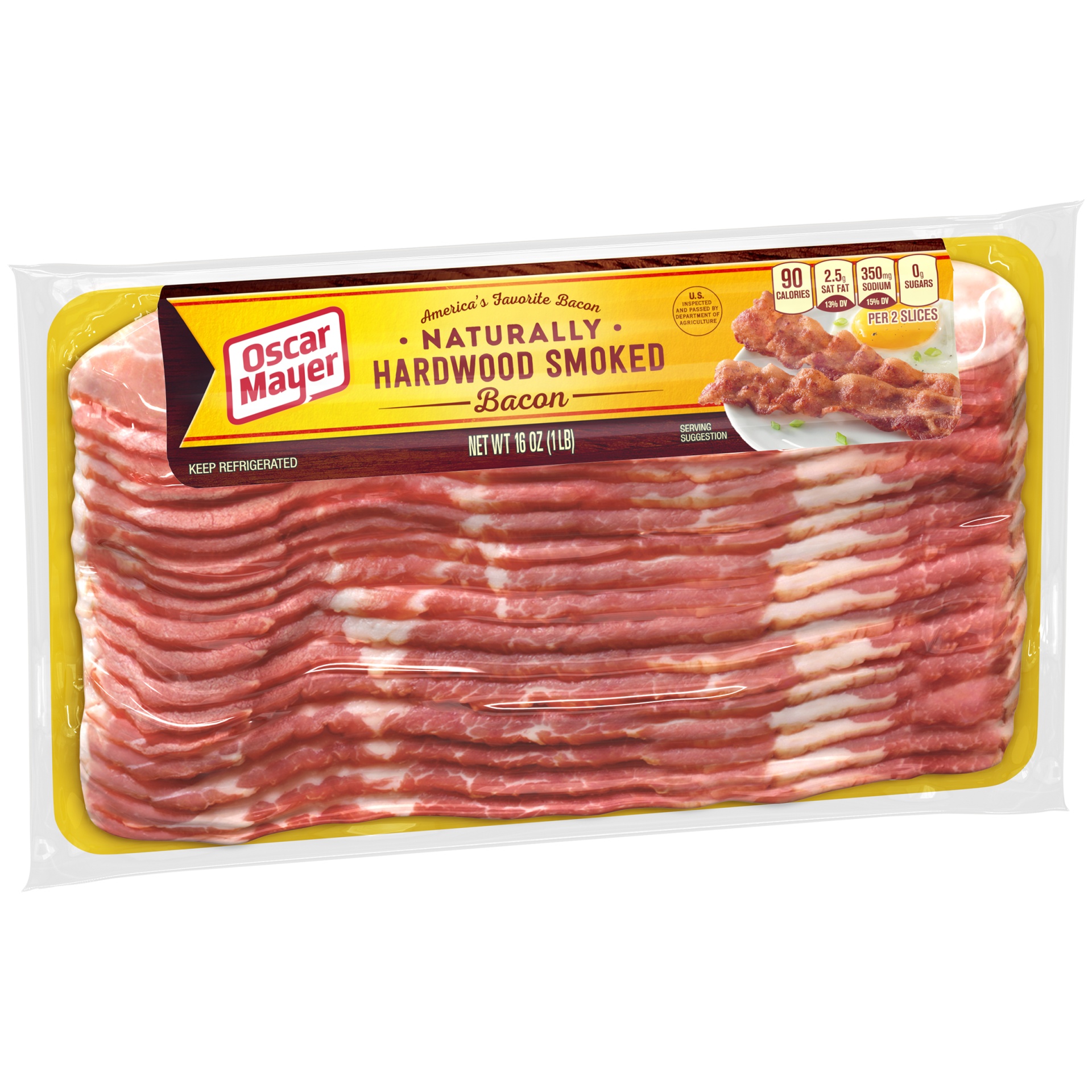slide 8 of 12, Oscar Mayer Naturally Hardwood Smoked Bacon Pack, 17-19 slices, 16 oz