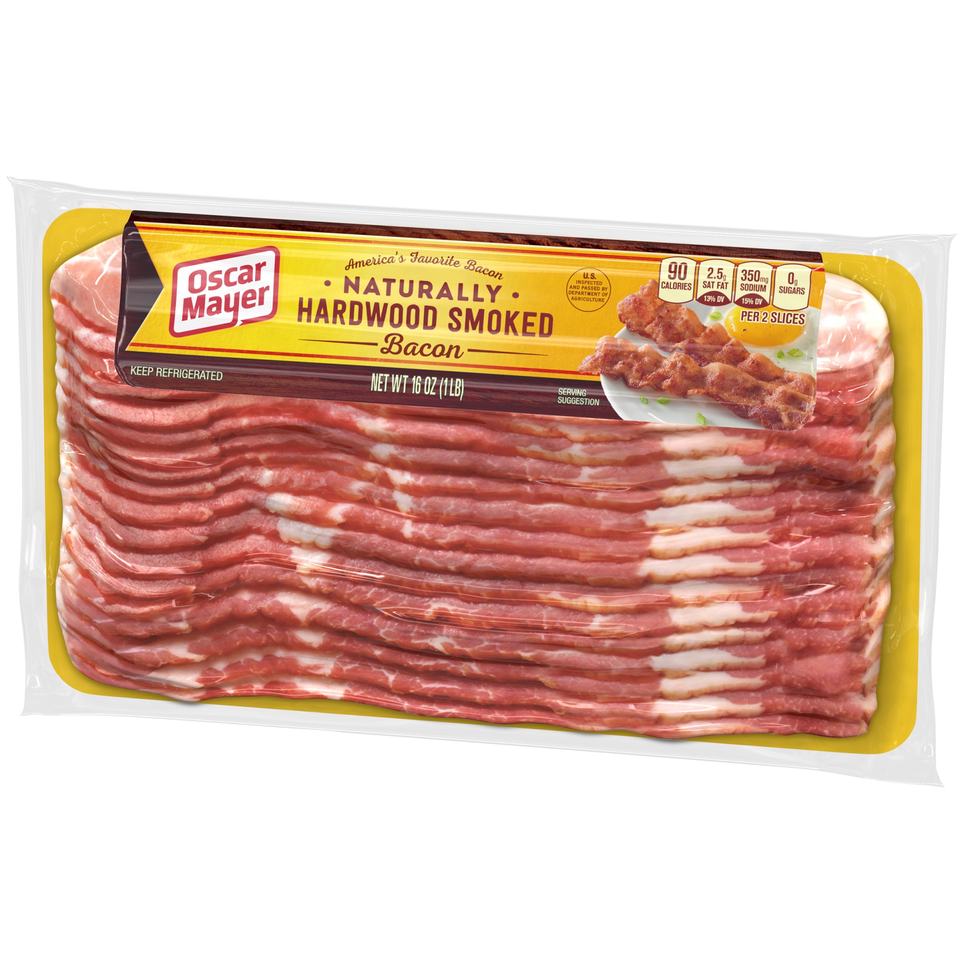 slide 9 of 12, Oscar Mayer Naturally Hardwood Smoked Bacon Pack, 17-19 slices, 16 oz