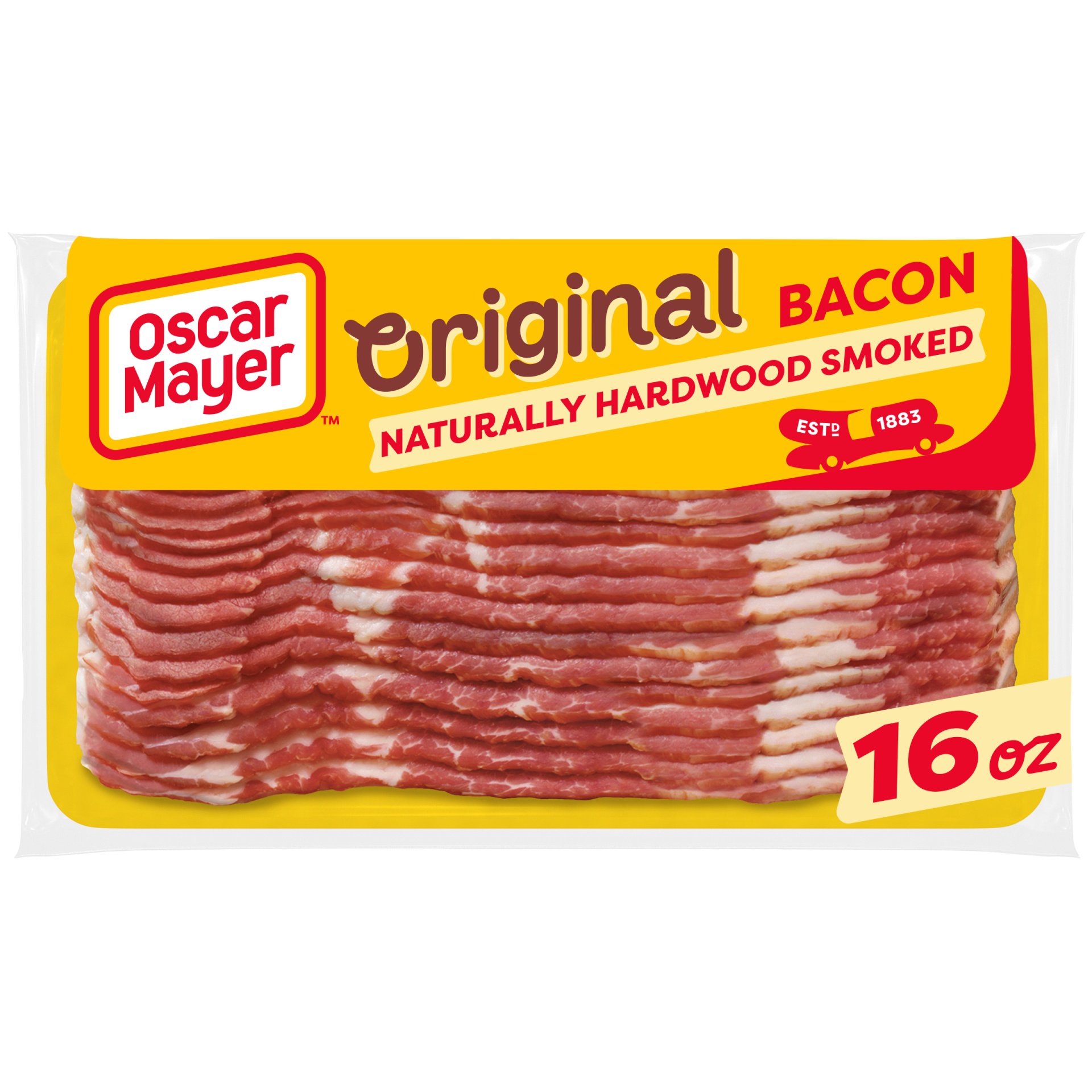 slide 1 of 1, Oscar Mayer Naturally Hardwood Smoked Bacon Pack, 17-19 slices, 16 oz