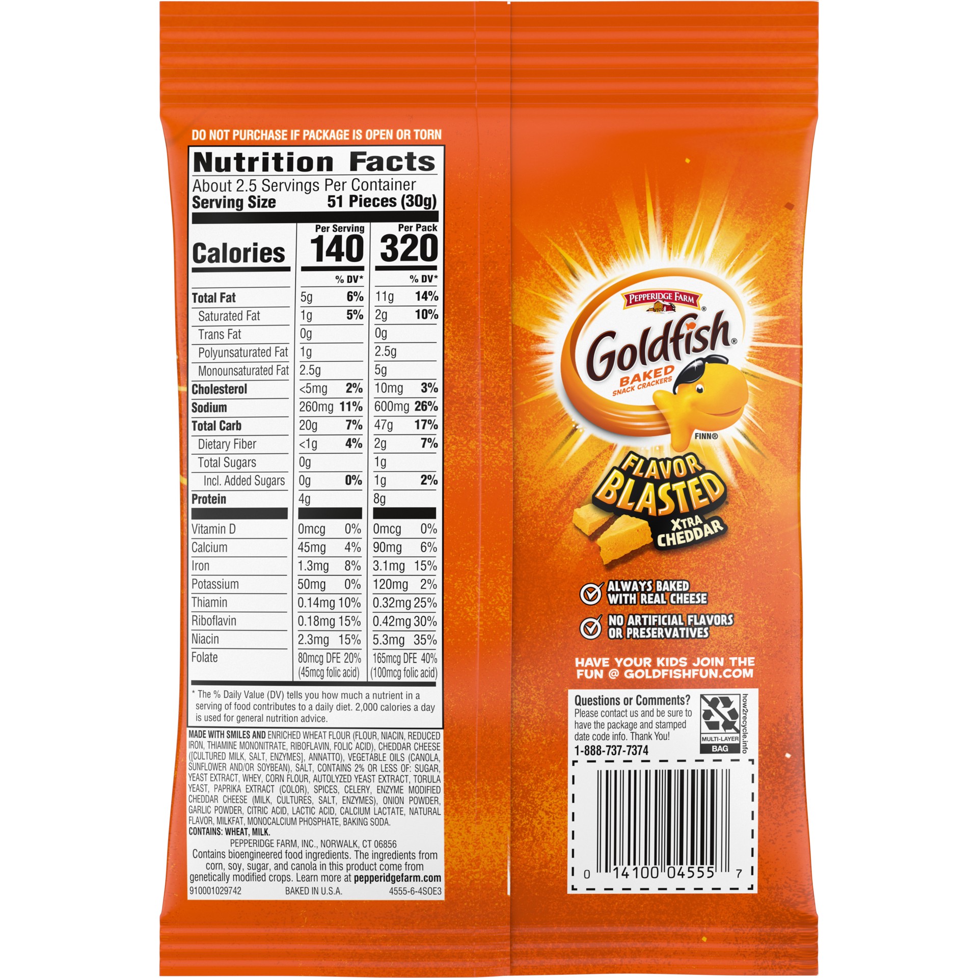 slide 3 of 5, Pepperidge Farm Goldfish Flavor Blasted Xtra Cheddar Crackers, Snack Crackers, 2.45 oz snack pack, 2.45 oz