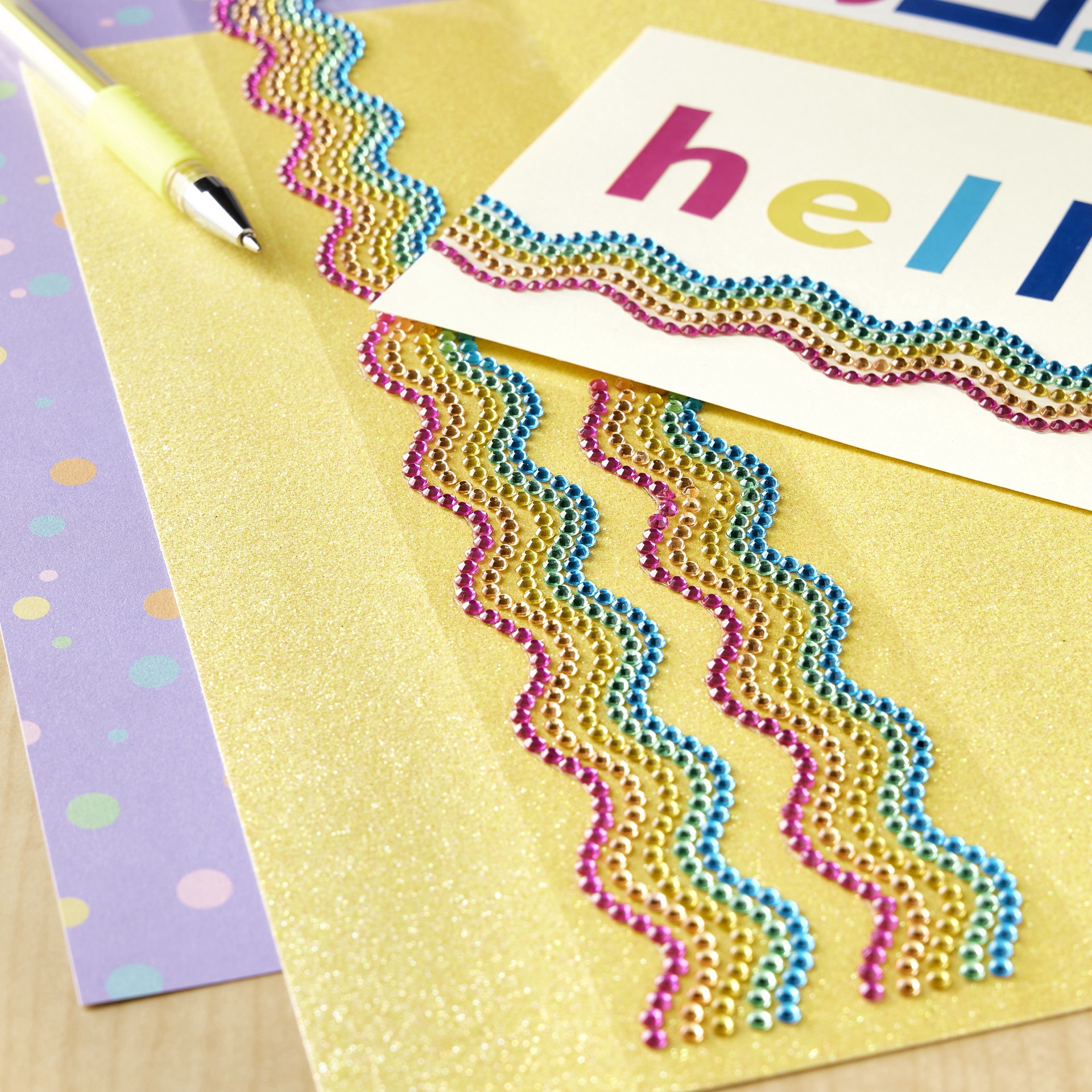 slide 3 of 3, Rainbow Wave Strip Bling Stickers By Recollections, 2.6 in x 13.6 in