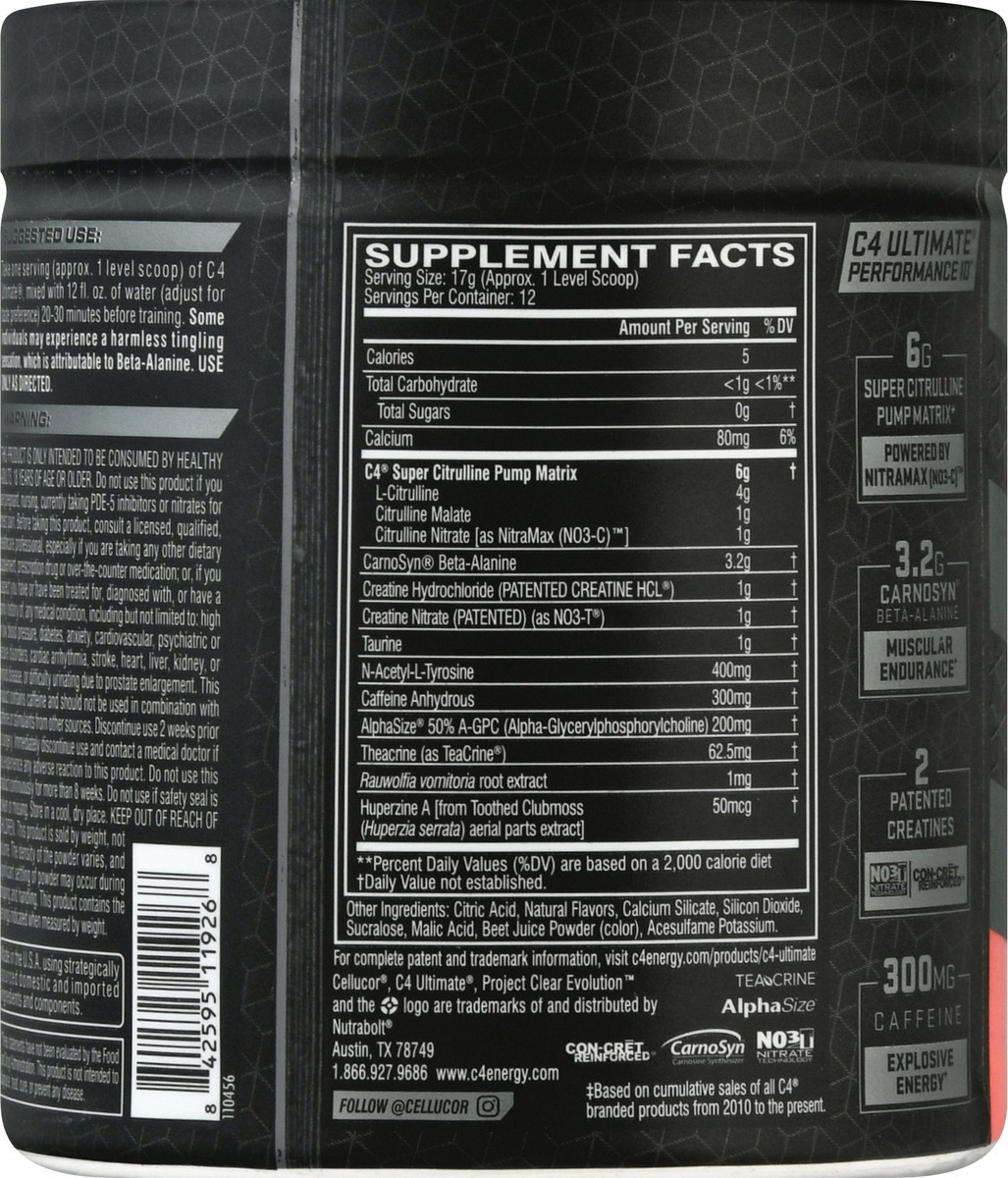 slide 9 of 9, C4 Sport Ultimate Strawberry Watermelon Pre-Workout, 204 g