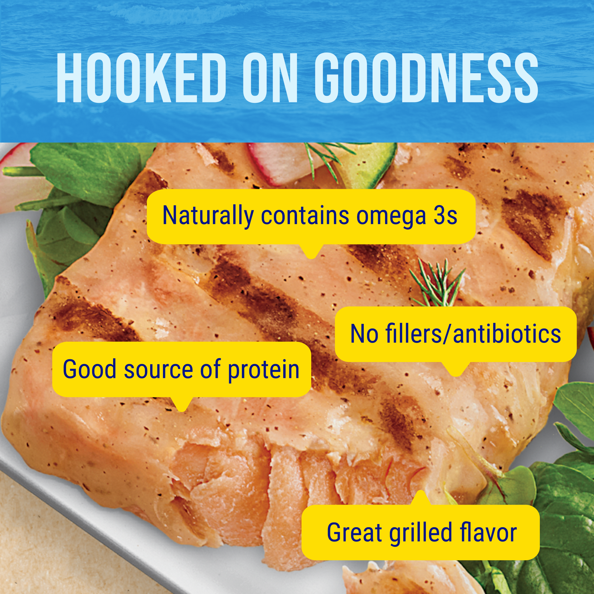 slide 4 of 9, Gorton's Gorton’s Flame Grilled Salmon Classic Style, Wild Caught Salmon, Frozen, 2 Count, 6.3 Ounce Package, 2 ct