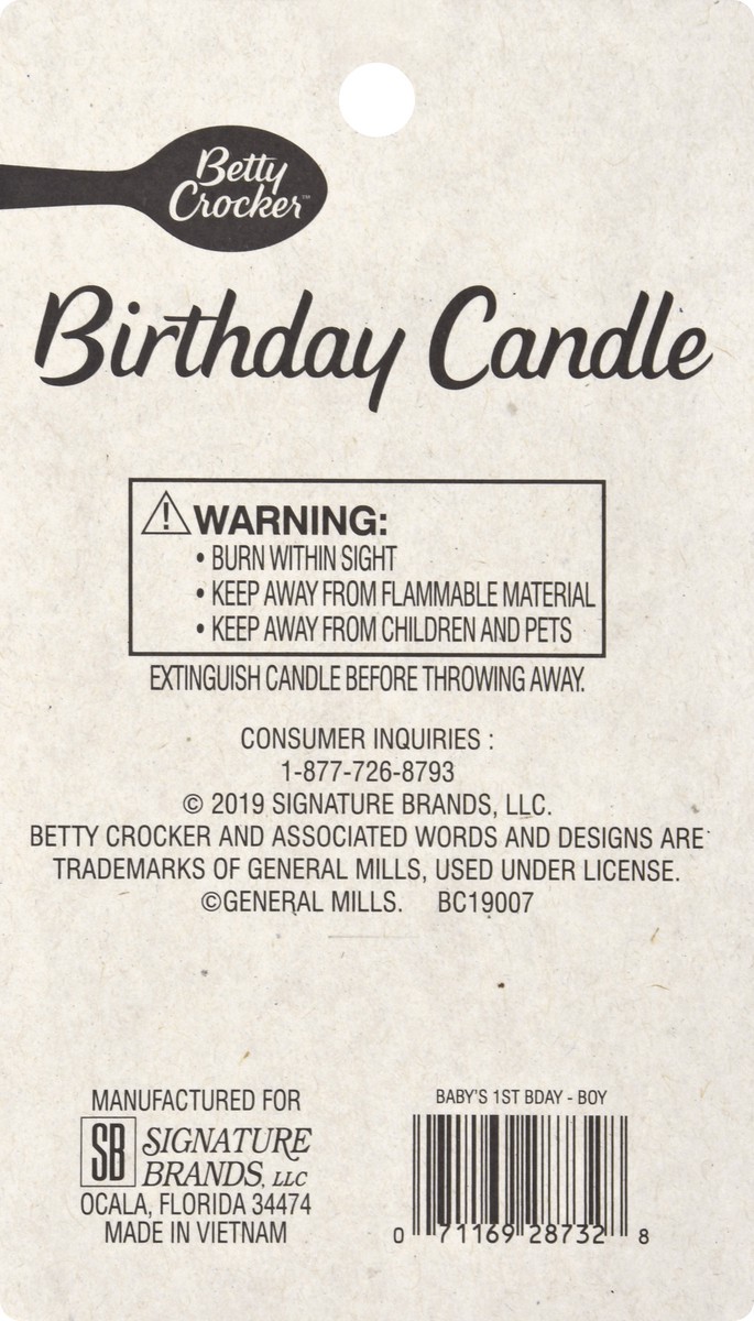 slide 5 of 9, Betty Crocker Babys 1st Numeral Candle Boy, 1 ct