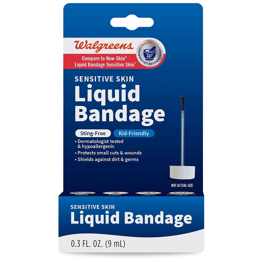 slide 1 of 1, Walgreens Liquid Bandage Sensitive Skin, 0.3 fl oz
