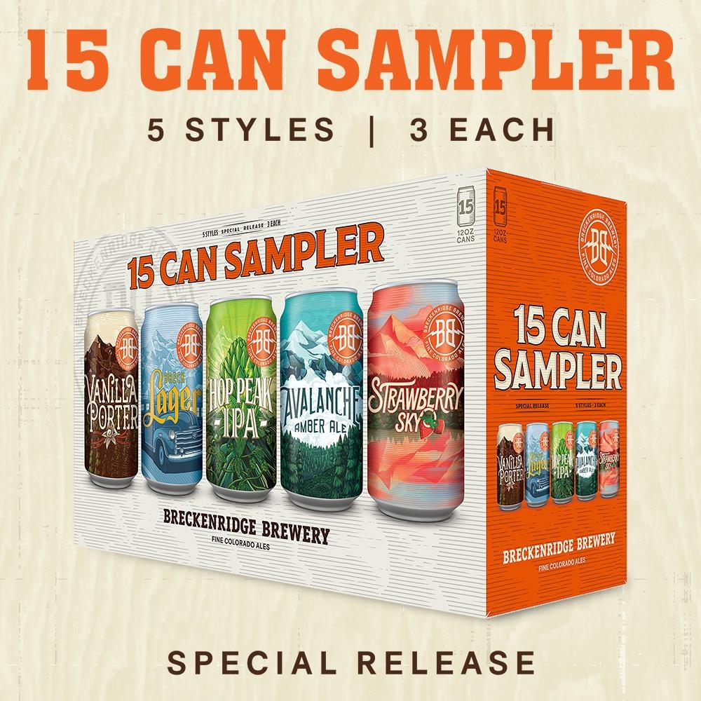 slide 2 of 8, Breckenridge Brewery Craft Beer Sampler Pack Beer, 15 cans / 12 fl oz