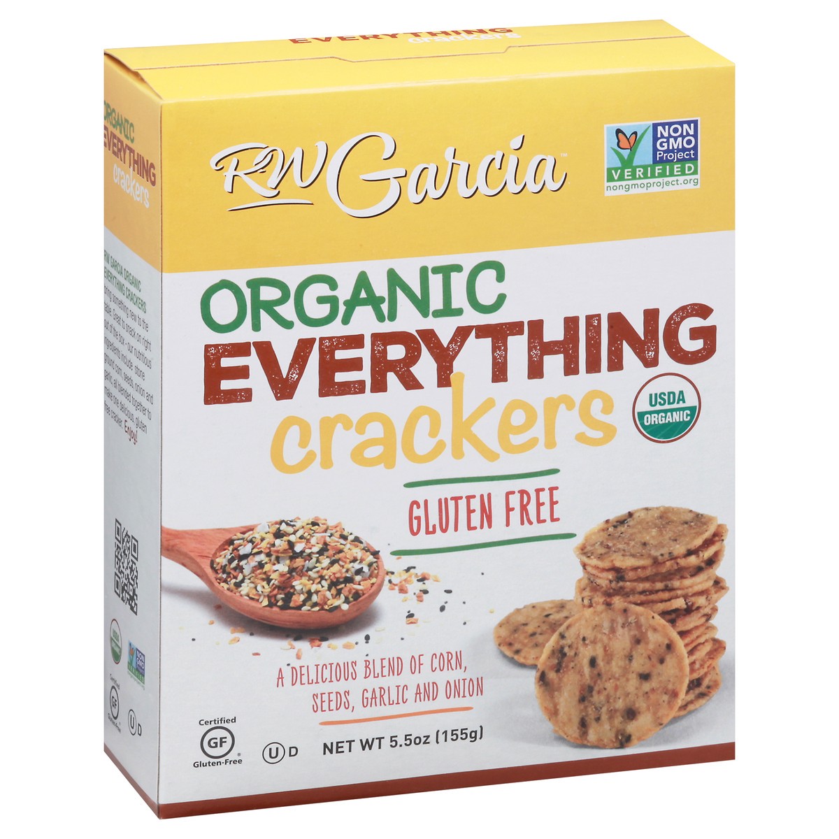 slide 1 of 9, RW Garcia Organic Gluten Free Everything Crackers, 5.5 oz