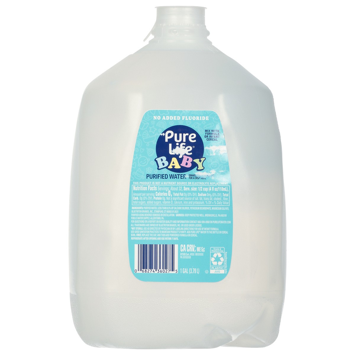 slide 1 of 2, Pure Life Baby Purified Water, No Added Fluoride, 1 Gallon Jug, Side Handle, 1 gal